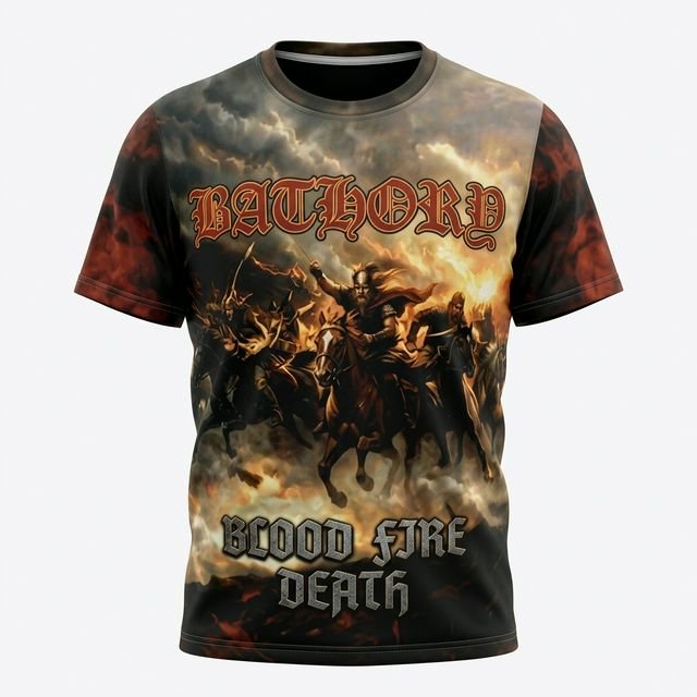 Remera Bathory – Blood Fire Death