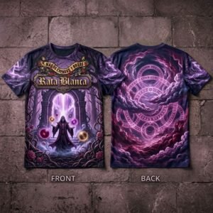Remera Rata Blanca – Magos, espadas y rosas - Detalle