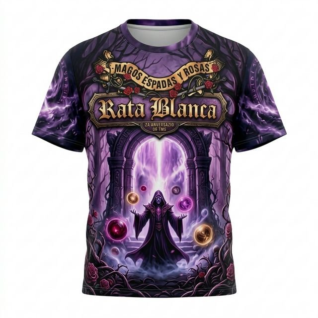 Remera Rata Blanca – Magos, espadas y rosas
